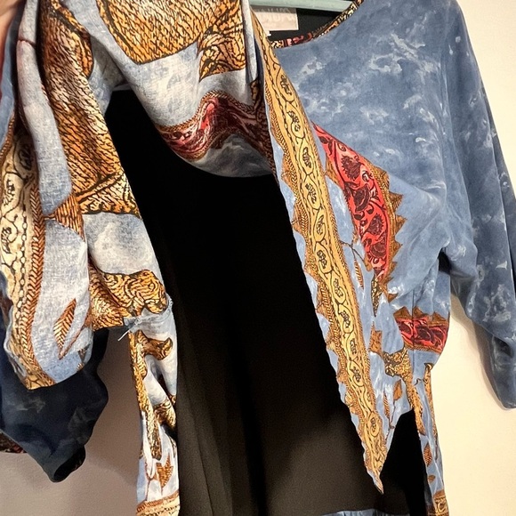 Vintage Platinum by Dorothy Schoelen boho animal print shoulder pads maxi dress - Picture 6 of 9